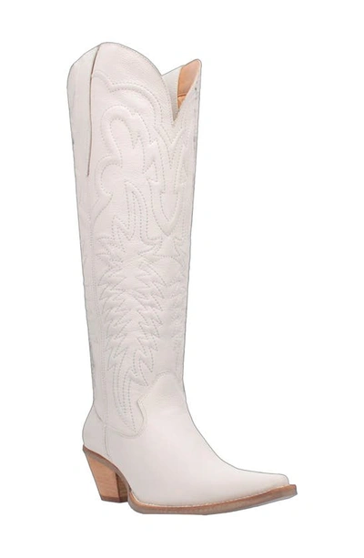 Dingo Raisin Kane Knee High Western Boot In White