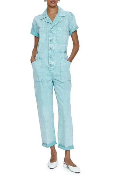 Shop Pistola Grover Cotton Jumpsuit In Aqua Snow