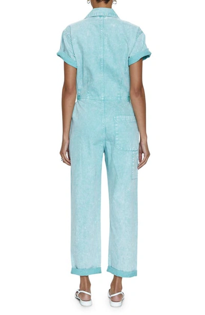 Shop Pistola Grover Cotton Jumpsuit In Aqua Snow