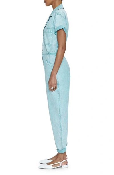 Shop Pistola Grover Cotton Jumpsuit In Aqua Snow