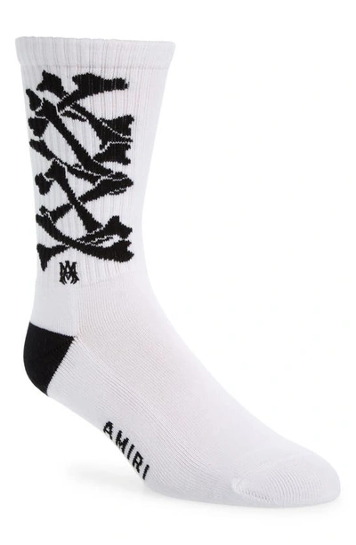 Shop Amiri Bones Crew Socks In White/ Black