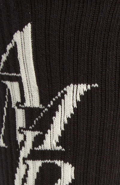 Shop Amiri Stack Logo Cotton Blend Crew Socks In Black
