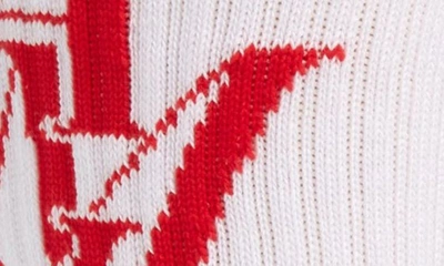 Shop Amiri Stack Logo Cotton Blend Crew Socks In White/ Red