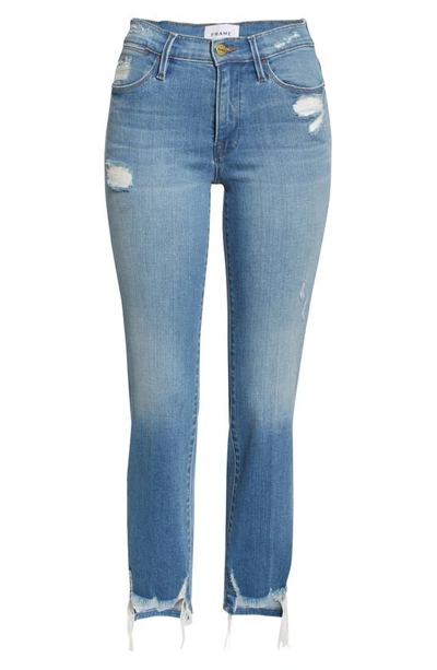 Shop Frame Le High Ripped Straight Leg Jeans In Laskey Rips