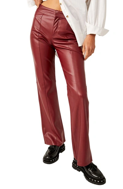 Shop Free People Uptown High Waist Faux Leather Flare Pants In Mulberries