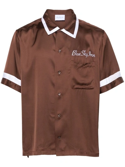 Shop Blue Sky Inn Logo Viscose Shirt In Brown