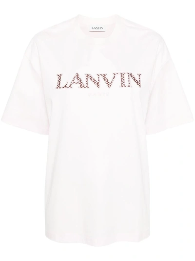 Shop Lanvin Logo Cotton T-shirt In Powder