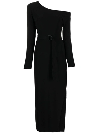 Shop Norma Kamali Side Slit Long Dress In Black