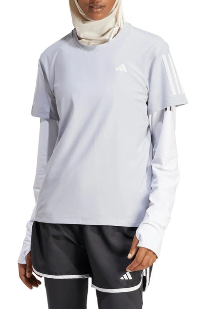 Shop Adidas Originals Own The Run Performance T-shirt In Halo Silver