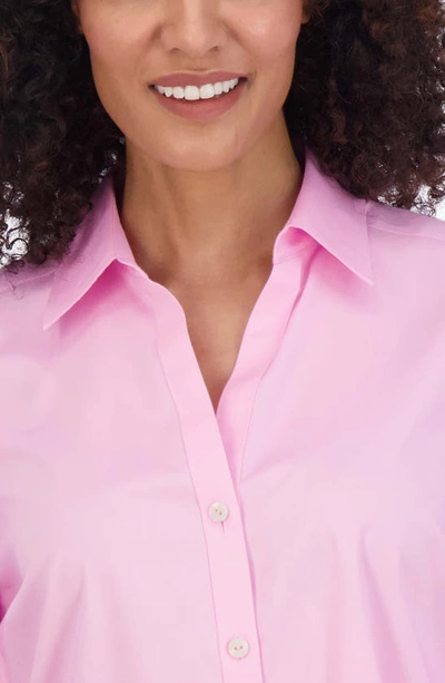 Foxcroft Sanda Cotton Blend Button-up Shirt In Bubblegum