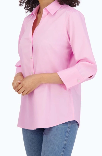 Foxcroft Sanda Cotton Blend Button-up Shirt In Bubblegum