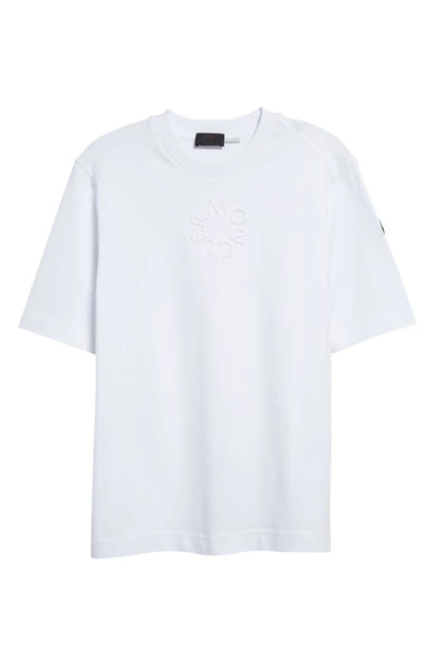 Shop Moncler Embroidered Logo Cotton T-shirt In White