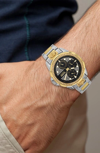 Shop Versus 6e Arrondissement Crystal Multifunction Bracelet Watch, 46mm In Two Tone
