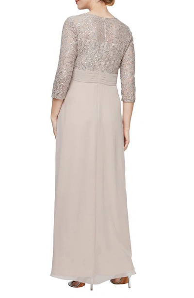 Shop Alex Evenings Sequin & Lace Bodice Gown In Buff