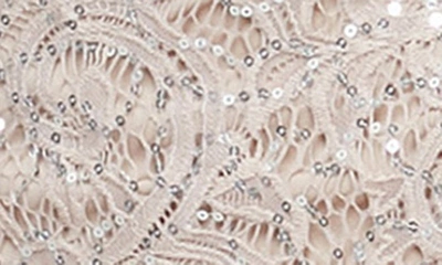 Alex Evenings Sequin Off The Shoulder Lace Gown In Buff