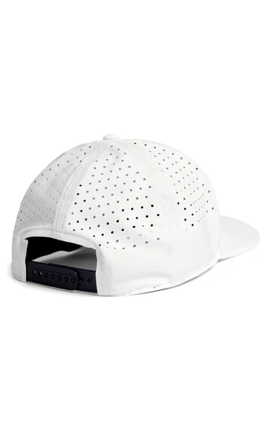 Shop Swannies Wade Ventilated Golf Snapback Baseball Cap In White Red