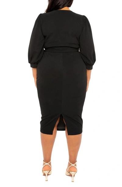 Shop Buxom Couture Faux Wrap Midi Dress In Black