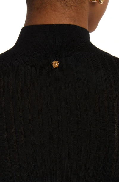 Shop Versace Medusa Rib Turtleneck Sweater In Black