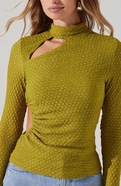 Shop Astr Texture Cutout Knit Top In Pear