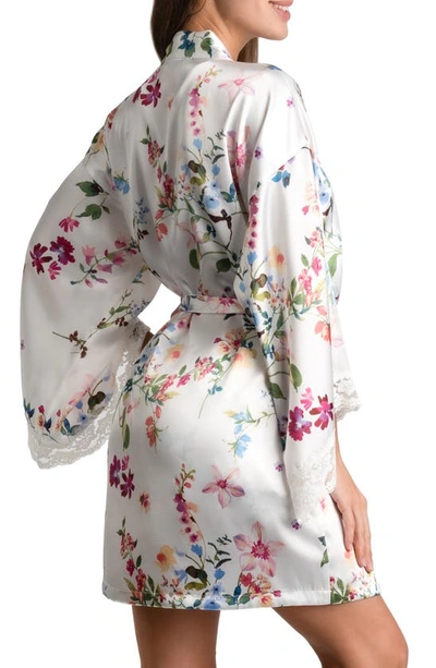 In Bloom By Jonquil Endless Love Floral Lace Trim Satin Wrap In Ivory