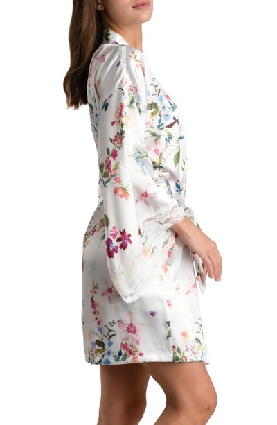 In Bloom By Jonquil Endless Love Floral Lace Trim Satin Wrap In Ivory