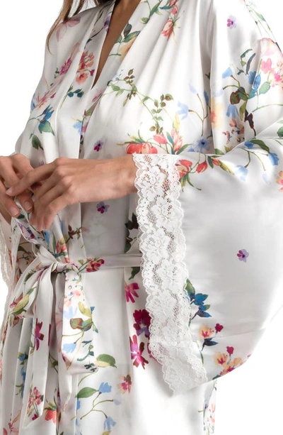 In Bloom By Jonquil Endless Love Floral Lace Trim Satin Wrap In Ivory