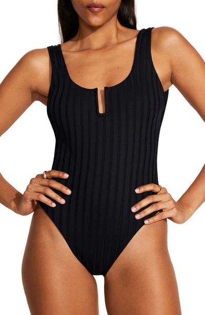 Shop Vitamin A Ursula U-wire Rib One-piece Swimsuit In Black Superib