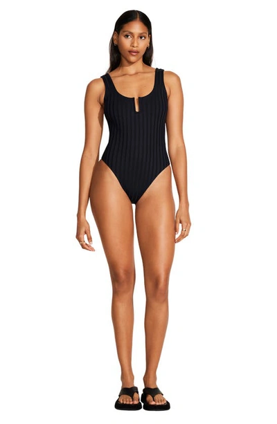 Shop Vitamin A Ursula U-wire Rib One-piece Swimsuit In Black Superib