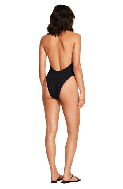 Shop Vitamin A Alia Rib One-piece Swimsuit In Black Superib