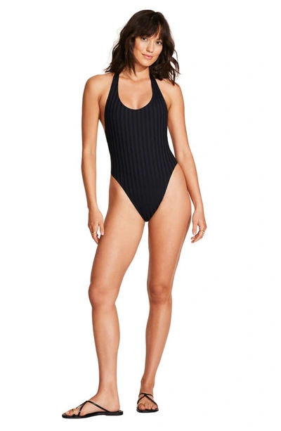 Shop Vitamin A Alia Rib One-piece Swimsuit In Black Superib