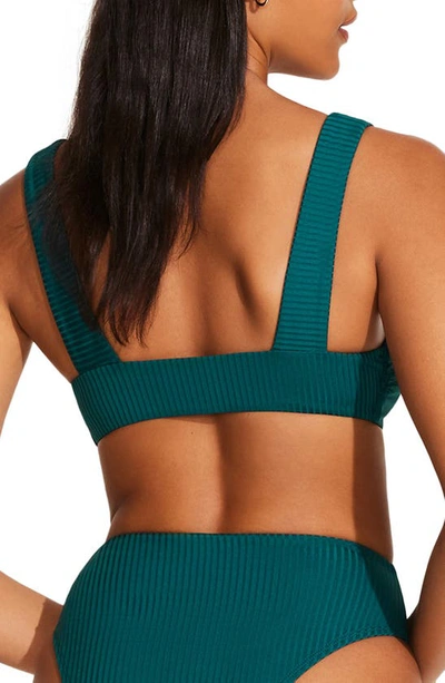 Shop Vitamin A Skylar Ring Detail Rib Bikini Top In Emerald Ecorib