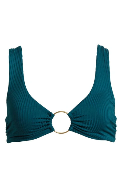 Shop Vitamin A Skylar Ring Detail Rib Bikini Top In Emerald Ecorib