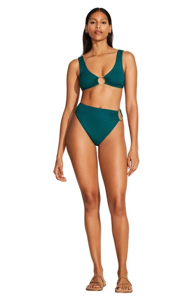 Shop Vitamin A ® Skylar Ring Detail Rib Bikini Top In Emerald Ecorib
