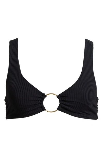 Shop Vitamin A Skylar Ring Detail Rib Bikini Top In Black Ecorib