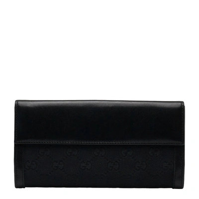 Shop Gucci Continental Black Leather Wallet  ()
