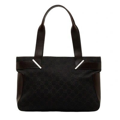 Shop Gucci Sherry Brown Canvas Shoulder Bag ()