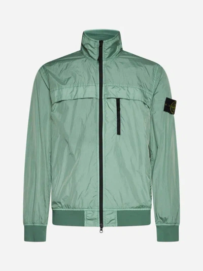 Shop Stone Island High-collar Nylon Jacket In Light Green