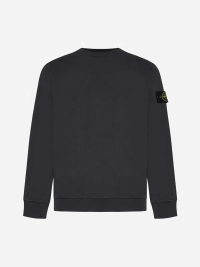 Shop Stone Island Cotton Sweatshirt In Charcoal