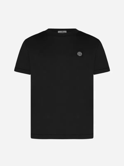 Shop Stone Island Logo-patch Cotton T-shirt In Black