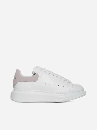 Shop Alexander Mcqueen Oversize Leather Sneakers In White,patchouli