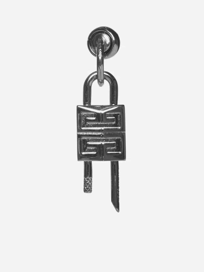 Shop Givenchy 4g Padlock Single Earring In Silver