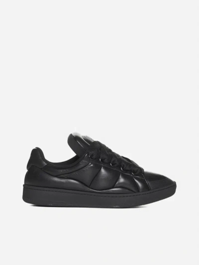 Shop Lanvin Paris Curb Xl Low-top Leather Sneakers In Black