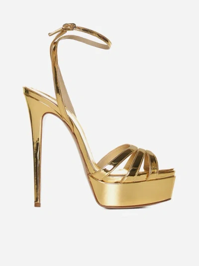 Shop Le Silla Lola Patent Leather Sandals In Gold