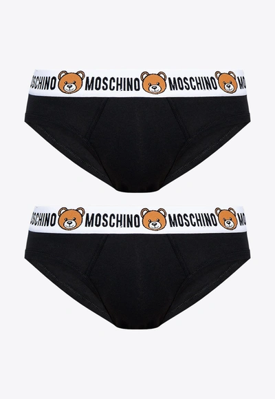 Shop Moschino 2-pack Bear-motif Briefs In Black