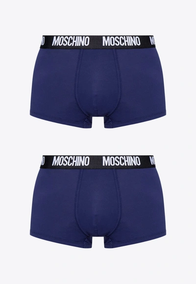 Moschino 2-pack Logo Lettering Boxers In Navy Blue