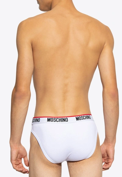 Shop Moschino 2-pack Logo Lettering Briefs In White