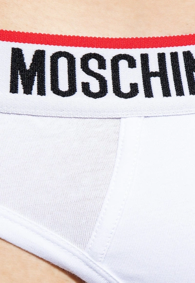 Shop Moschino 2-pack Logo Lettering Briefs In White