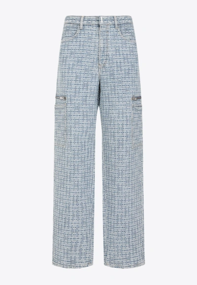 Shop Givenchy 4g Logo Pattern Jeans In Blue