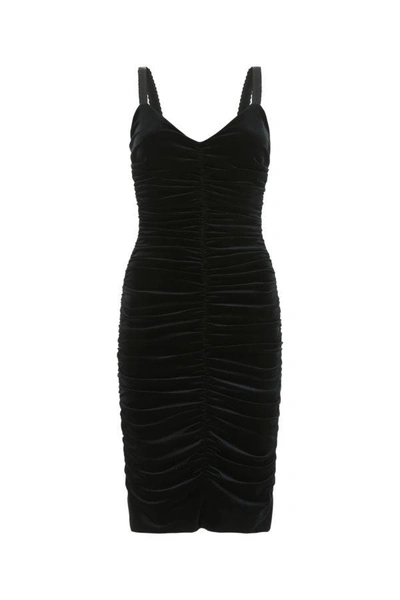Shop Dolce & Gabbana Woman Black Velvet Mini Dress