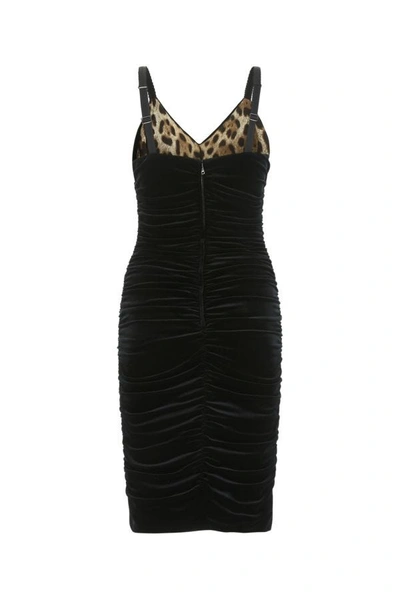 Shop Dolce & Gabbana Woman Black Velvet Mini Dress